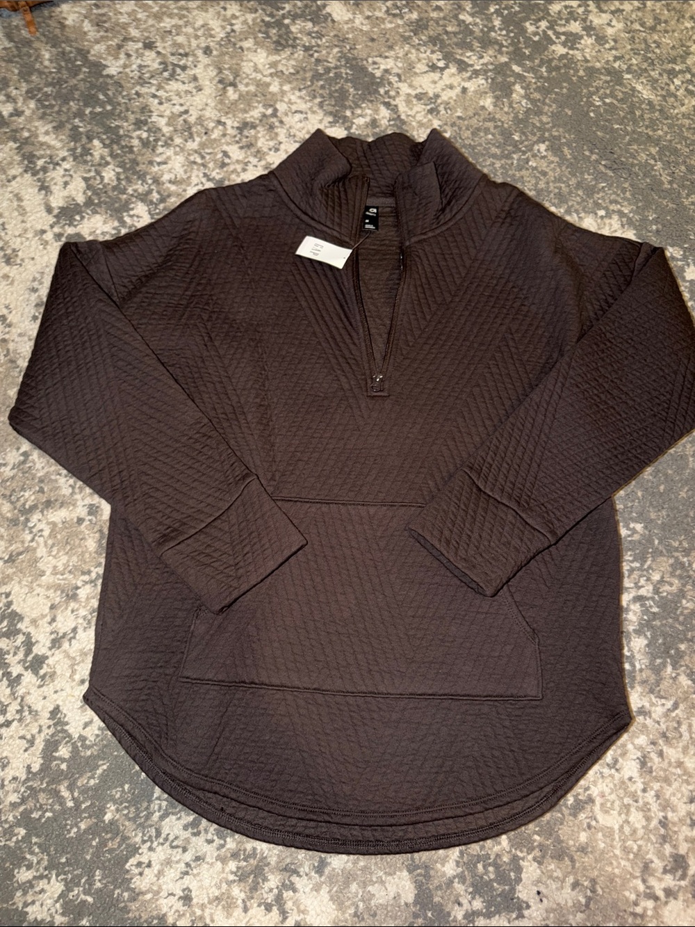 Women’s Quilted Half-Zip Pullover Sweater - Brown